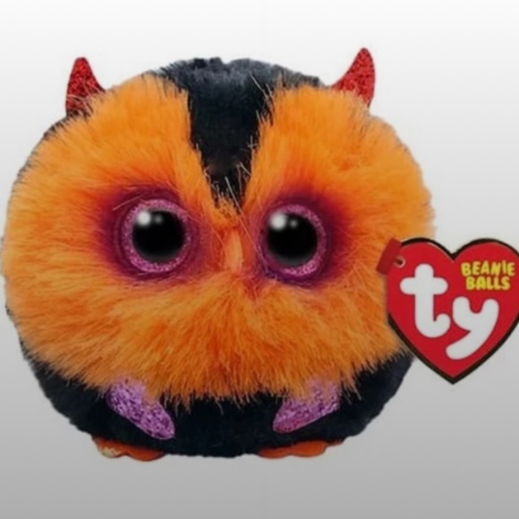 Ty Puffies (Beanie Balls) - WHODINI the 2023 Halloween Orange Owl (3 inch) - Picture 12 of 12